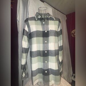 Hollister, Men's Cotton Plaid Shirt - Black, White, Green, M